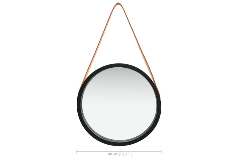 Seinäpeili hihnalla 40 cm musta - Sisustustuotteet - Peili