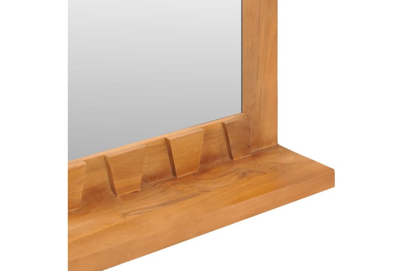 Seinäpeili hyllyllä 60x12x40 cm täysi tiikki - Sisustustuotteet - Peili - Meikkipeili