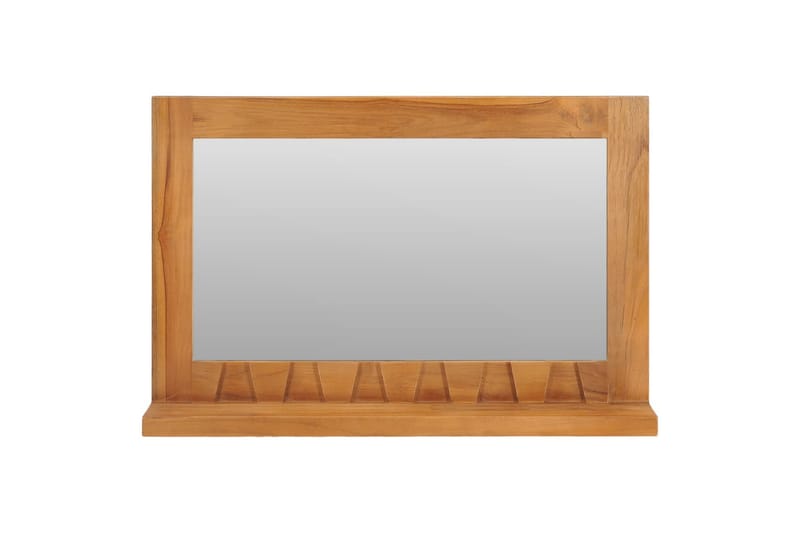 Seinäpeili hyllyllä 60x12x40 cm täysi tiikki - Sisustustuotteet - Peili - Meikkipeili