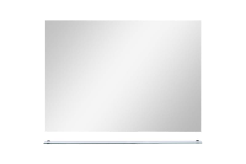 Seinäpeili hyllyllä 80x60 cm karkaistu lasi - Hopea - Sisustustuotteet - Peili
