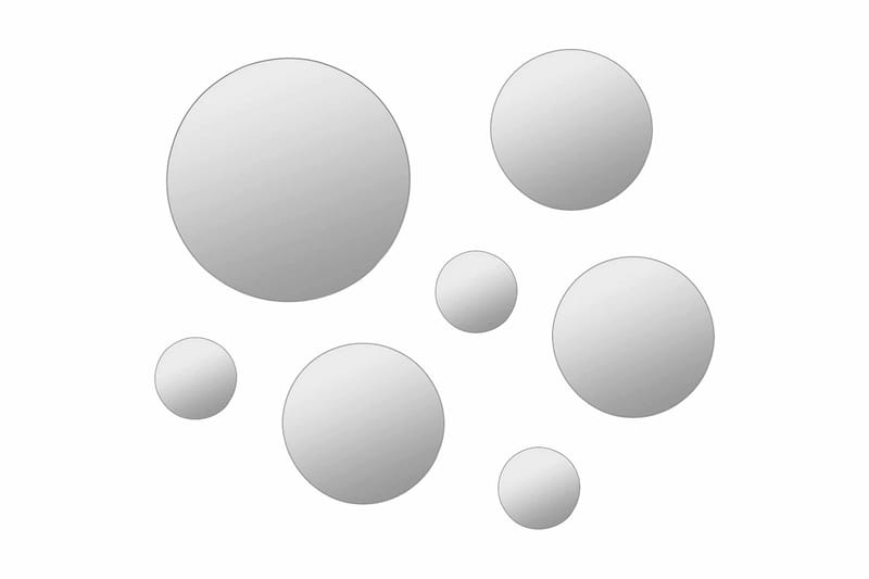 Seinäpeilisarja 7 osaa pyöreä lasi - Hopea - Sisustustuotteet - Peili