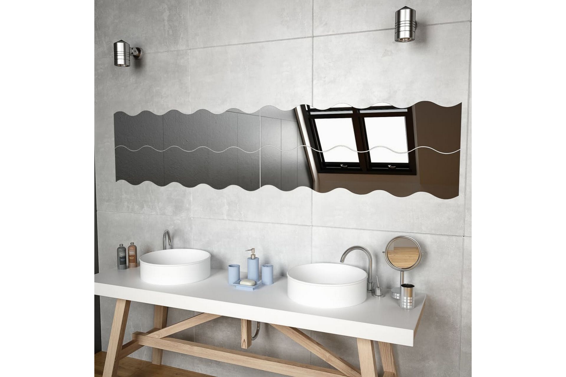 Seinäpeilit 4 kpl 100x23 cm aalto lasi - Sisustustuotteet - Peili