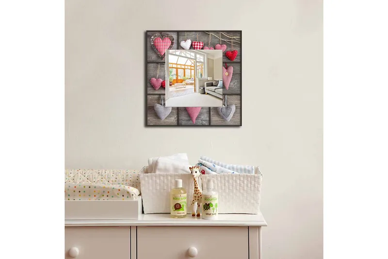 Sisustuspeili Krasnaja 50x50 cm Love, Pleksilasi/Monivärinen