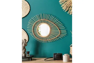 Väggspegel Beliani Bario Nature||Beige - Sisustustuotteet - Peili