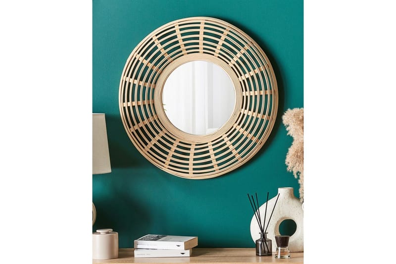 Väggspegel Beliani Hanua Nature||Beige - Sisustustuotteet - Peili