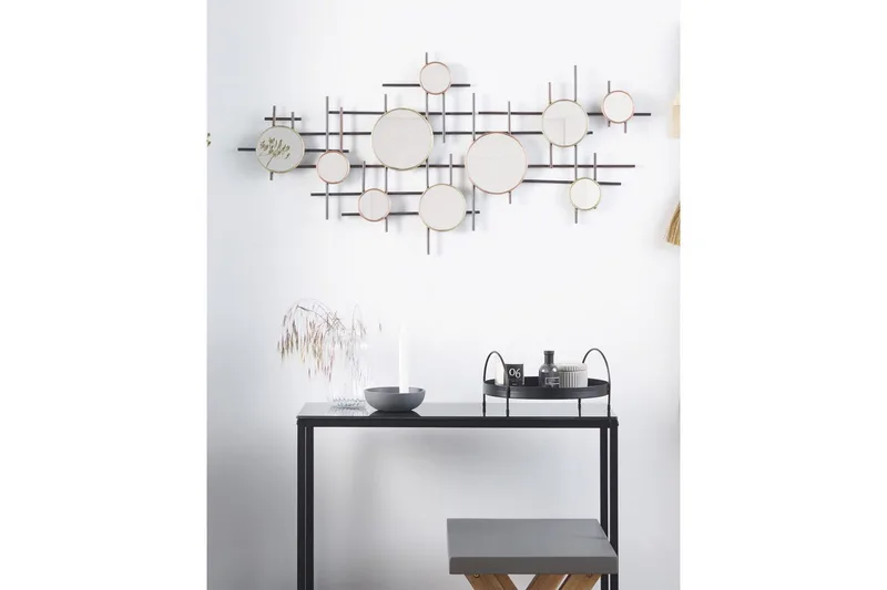 Väggspegel Beliani Ibos Black||Copper||Brass - Sisustustuotteet - Peili