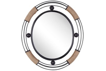 Väggspegel Beliani Moulins Black||Beige - Sisustustuotteet - Peili