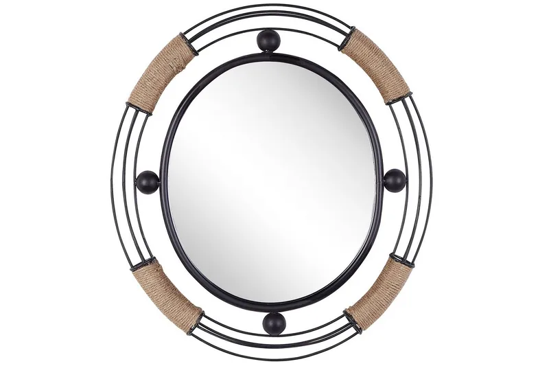 Väggspegel Beliani Moulins Black||Beige
