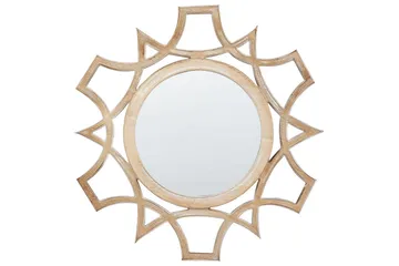Väggspegel Beliani Zapopan Light colored wood||Cream white - Sisustustuotteet - Peili