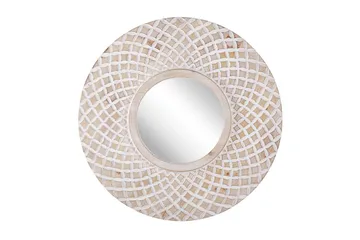 Väggspegel Beliani Pomaro Light colored wood||White - Sisustustuotteet - Peili