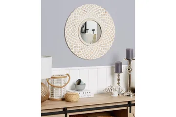 Väggspegel Beliani Pomaro Light colored wood||White - Sisustustuotteet - Peili