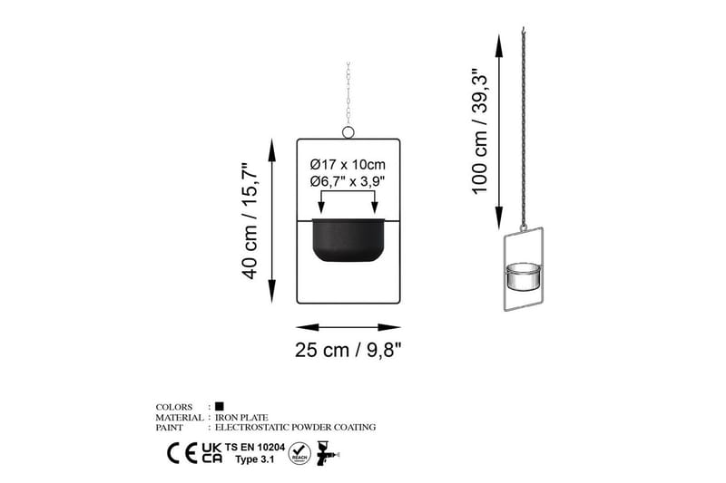 Koristeellinen ruukku Jathen musta - Musta - Sisustustuotteet - Ruukku & ulkoruukku - Seinäruukku