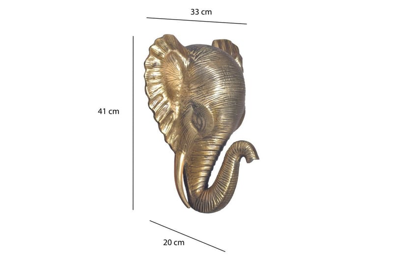 Seinäkoriste Wohnling Elefantti HPolish alumiinivalu, seinälle asennettava teollinen - Sisustustuotteet - Seinäkoristeet