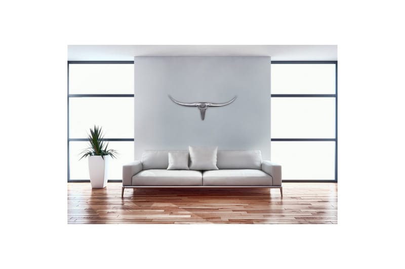 Seinäkoriste Wohnling Härkä Käsinkiillotettu Alumiini Teollinen Hopea, 75 cm - Hopea, 75 cm - Sisustustuotteet - Seinäkoristeet