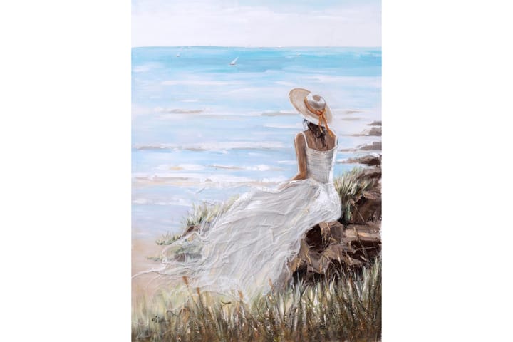 Öljyvärimaalaus Lady On The Beach 90x120 cm - Canvas-taulu - Seinäkoristeet