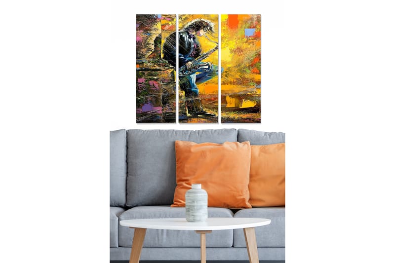 Canvastaulu Abstract 3-pak Monivärinen - 20x50 cm - Sisustustuotteet - Seinäkoristeet