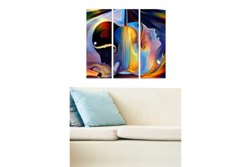 Canvastaulu Abstract 3-pak Monivärinen - 20x50 cm - Sisustustuotteet - Seinäkoristeet