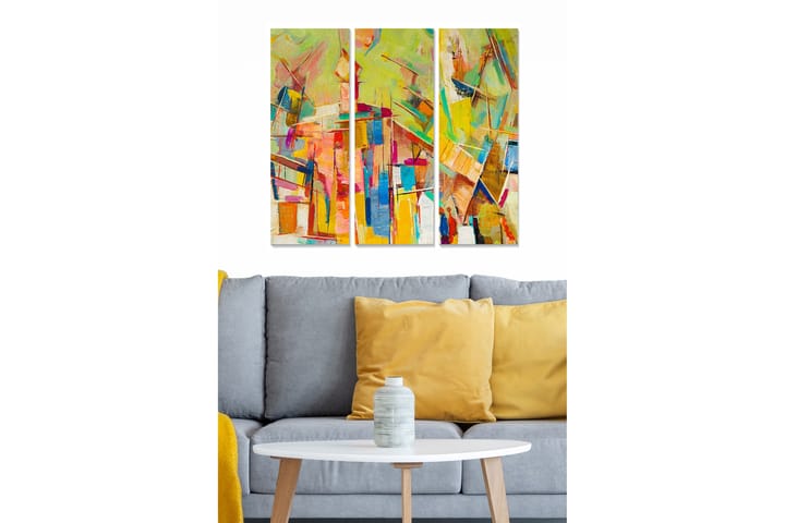 Canvastaulu Abstract 3-pak Monivärinen - 20x50 cm - Canvas-taulu - Seinäkoristeet