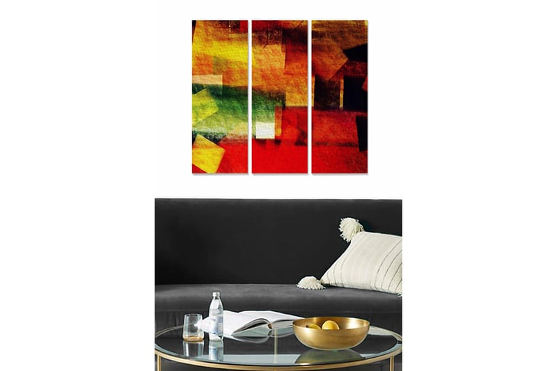 Canvastaulu Abstract 3-pak Monivärinen - 20x50 cm - Sisustustuotteet - Seinäkoristeet