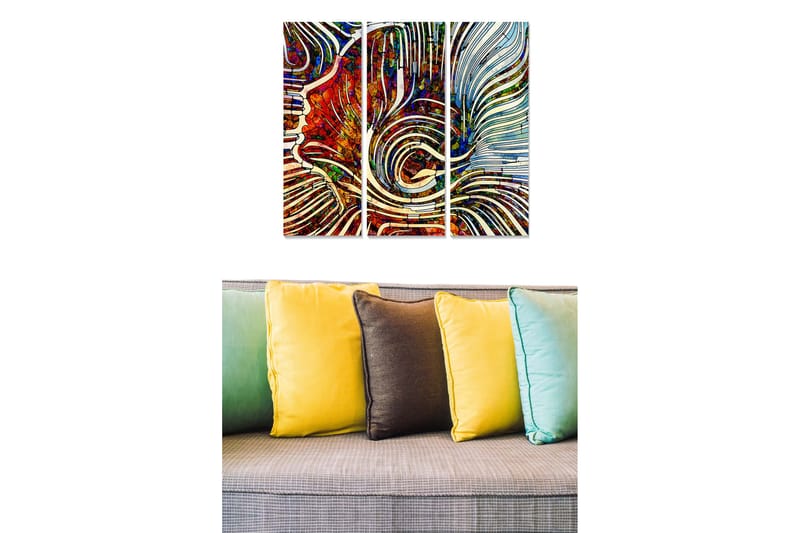 Canvastaulu Abstract 3-pak Monivärinen - 20x50 cm - Sisustustuotteet - Seinäkoristeet