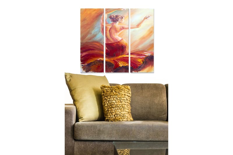 Canvastaulu Abstract 3-pak Monivärinen - 20x50 cm - Sisustustuotteet - Seinäkoristeet