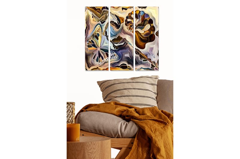Canvastaulu Abstract 3-pak Monivärinen - 20x50 cm - Sisustustuotteet - Seinäkoristeet