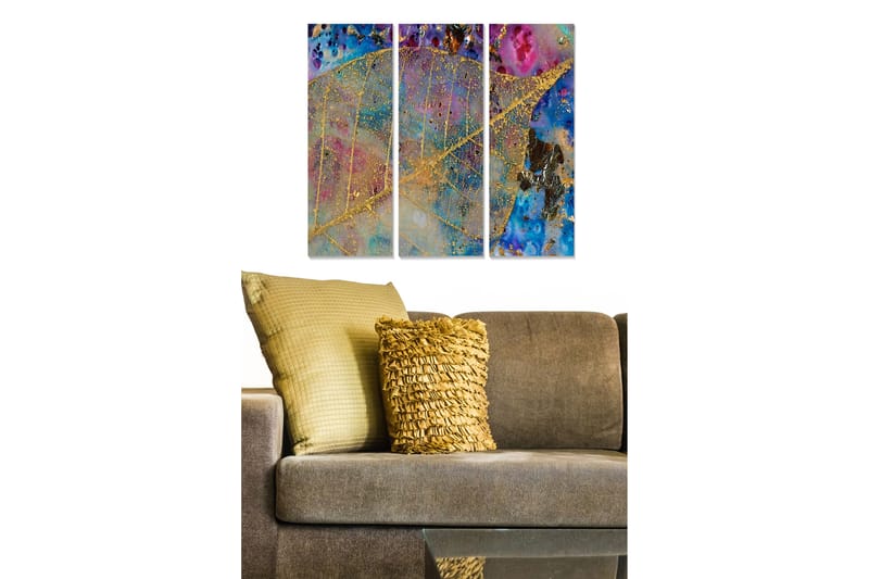 Canvastaulu Abstract 3-pak Monivärinen - 20x50 cm - Sisustustuotteet - Seinäkoristeet