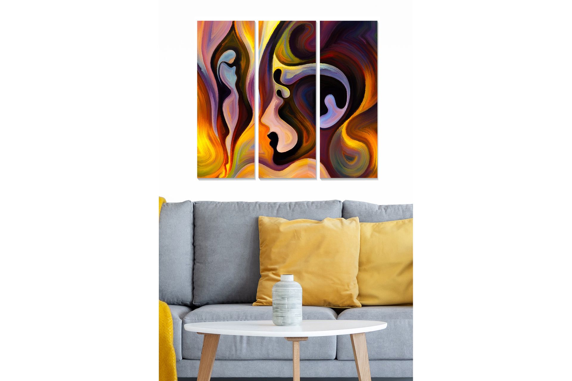Canvastaulu Abstract 3-pak Monivärinen - 20x50 cm - Sisustustuotteet - Seinäkoristeet