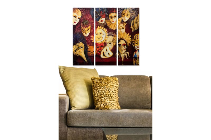 Canvastaulu Abstract 3-pak Monivärinen, 20x50 cm