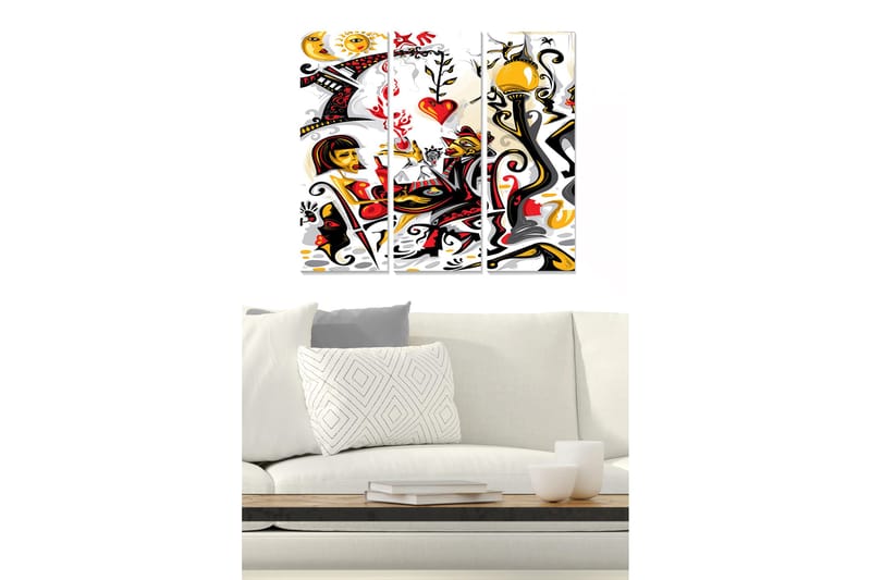 Canvastaulu Abstract 3-pak Monivärinen, 20x50 cm