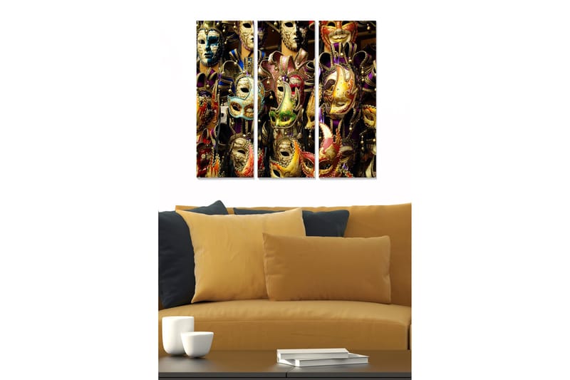 Canvastaulu Abstract 3-pak Monivärinen, 20x50 cm