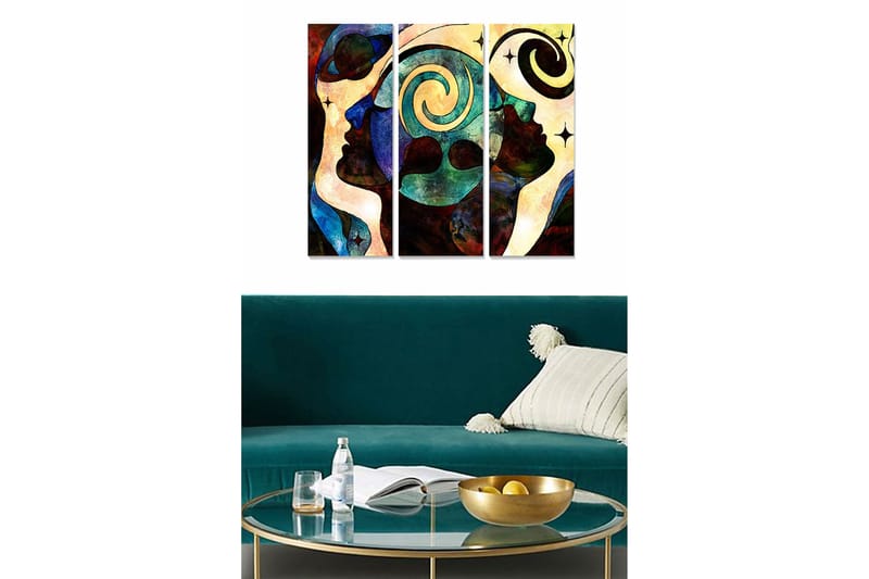 Canvastaulu Abstract 3-pak Monivärinen, 20x50 cm