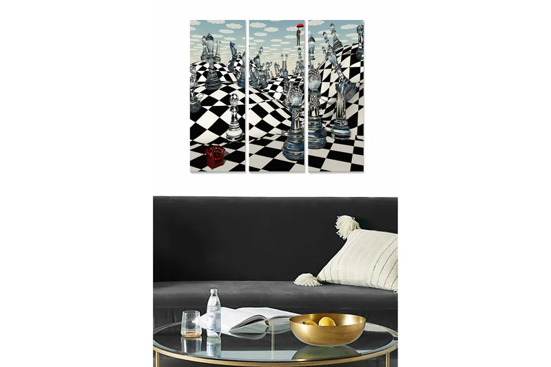 Canvastaulu Abstract 3-pak Monivärinen, 20x50 cm