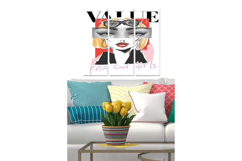 Canvastaulu Abstract 3-pak Monivärinen, 20x50 cm