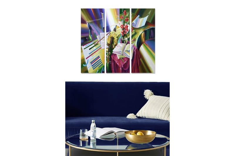 Canvastaulu Abstract 3-pak Monivärinen, 20x50 cm