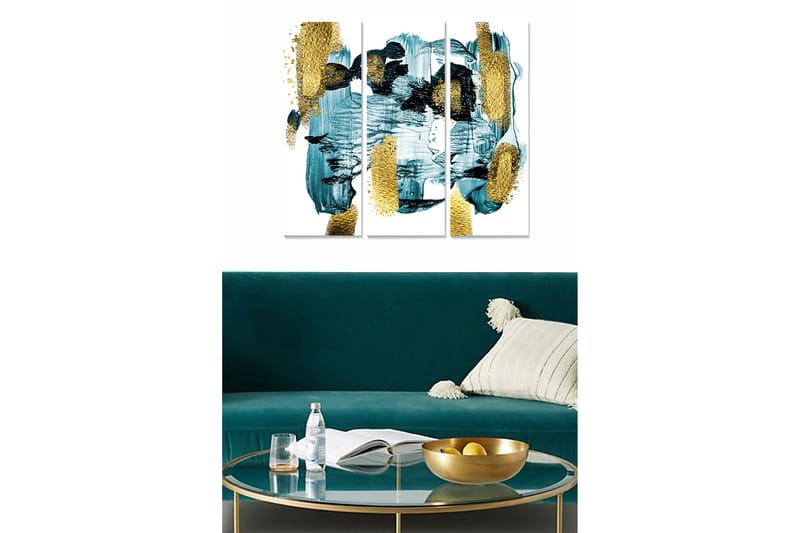 Canvastaulu Abstract 3-pak Monivärinen, 20x50 cm