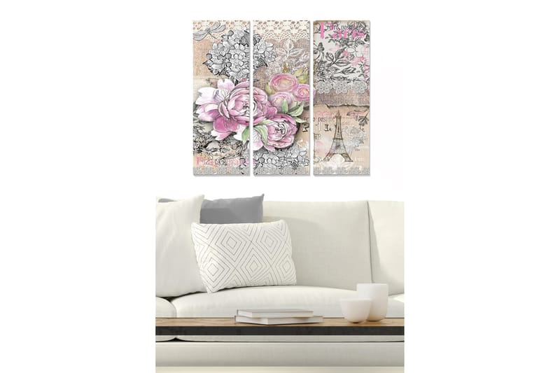 Canvastaulu Abstract 3-pak Monivärinen, 20x50 cm