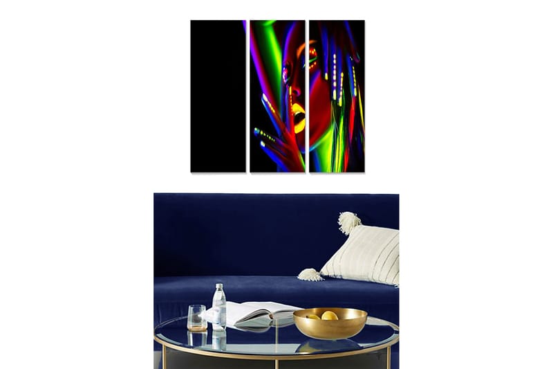 Canvastaulu Abstract 3-pak Monivärinen, 20x50 cm