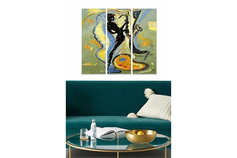 Canvastaulu Abstract 3-pak Monivärinen, 20x50 cm