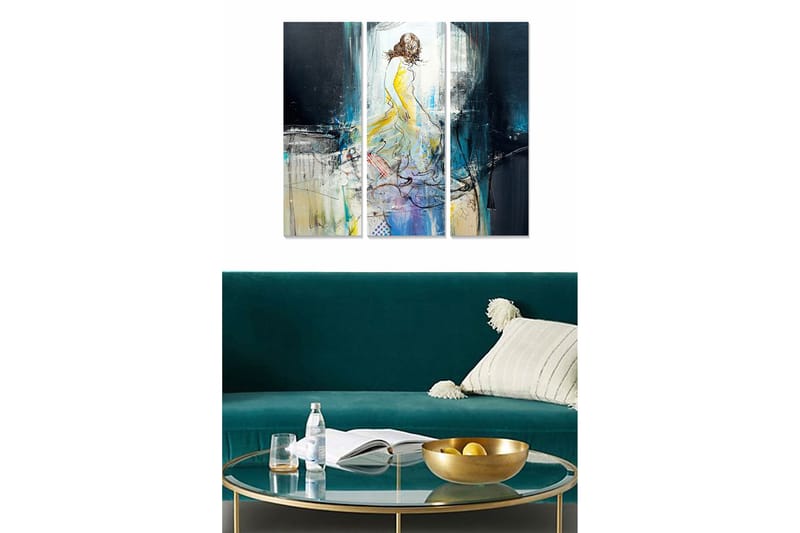 Canvastaulu Abstract 3-pak Monivärinen, 20x50 cm