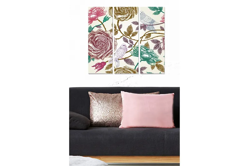 Canvastaulu Abstract 3-pak Monivärinen, 20x50 cm