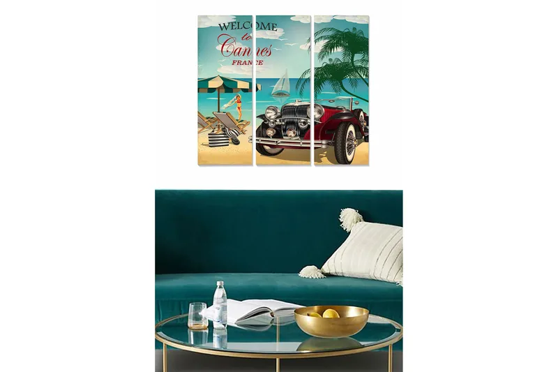 Canvastaulu Advertisement 3-pak Monivärinen, 20x50 cm