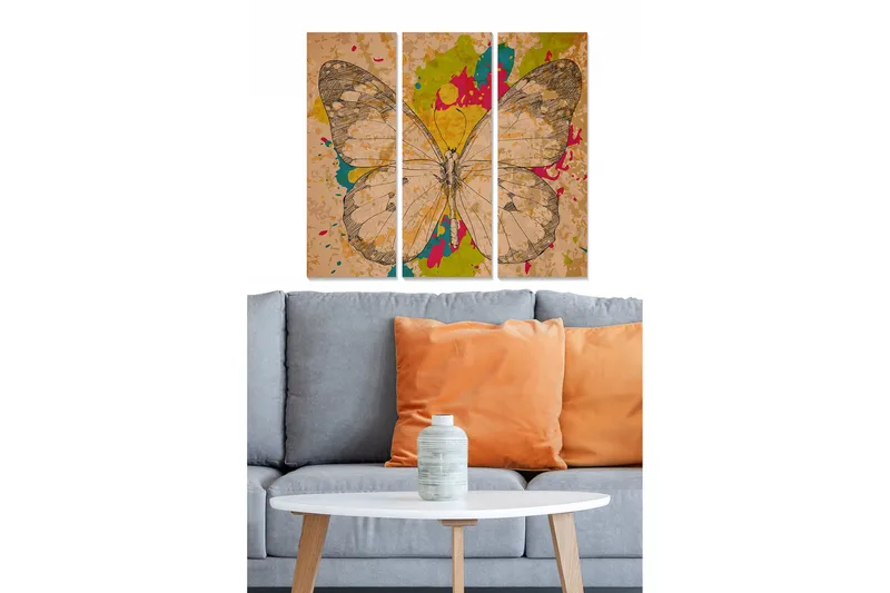 Canvastaulu Animal 3-pak Monivärinen, 20x50 cm