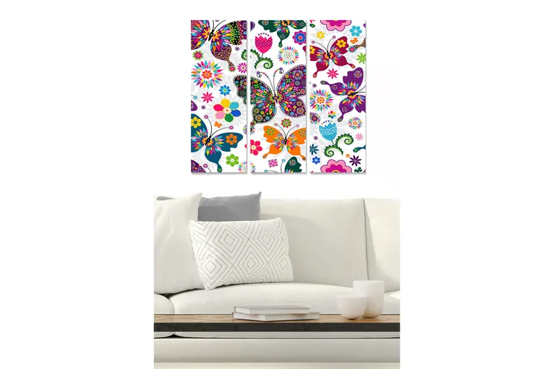 Canvastaulu Animal 3-pak Monivärinen, 20x50 cm