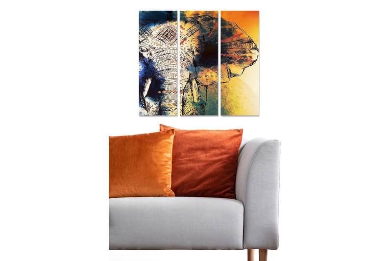 Canvastaulu Animal 3-pak Monivärinen, 20x50 cm