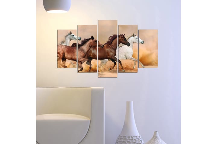 Canvastaulu Animals 5-pak Monivärinen - 20x60 cm - Seinäkoristeet - Canvas-taulu