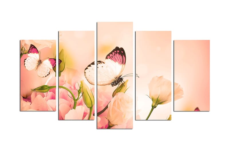 Canvastaulu Animals Butterfly 5-pak Monivärinen - 20x60 cm - Sisustustuotteet - Seinäkoristeet