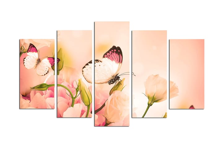 Canvastaulu Animals Butterfly 5-pak Monivärinen - 20x60 cm - Canvas-taulu - Seinäkoristeet