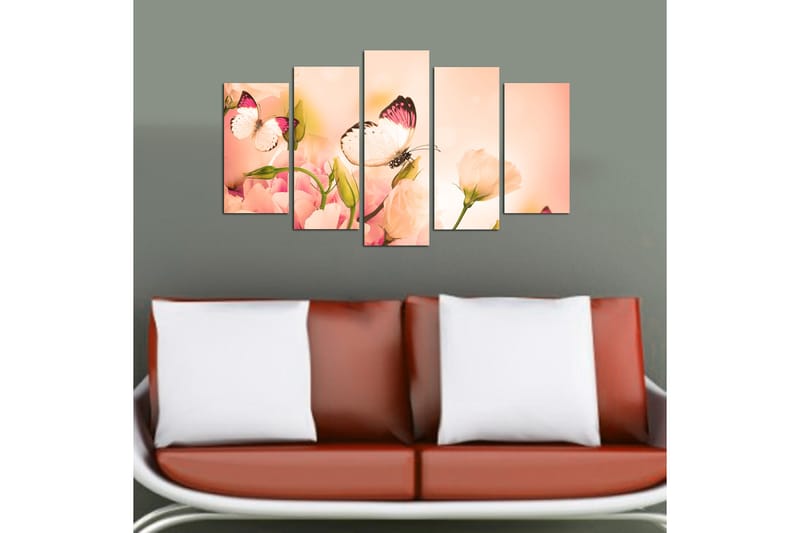 Canvastaulu Animals Butterfly 5-pak Monivärinen - 20x60 cm - Sisustustuotteet - Seinäkoristeet