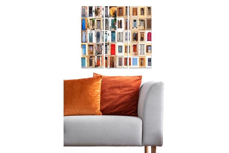 Canvastaulu Building 3-pak Monivärinen, 20x50 cm